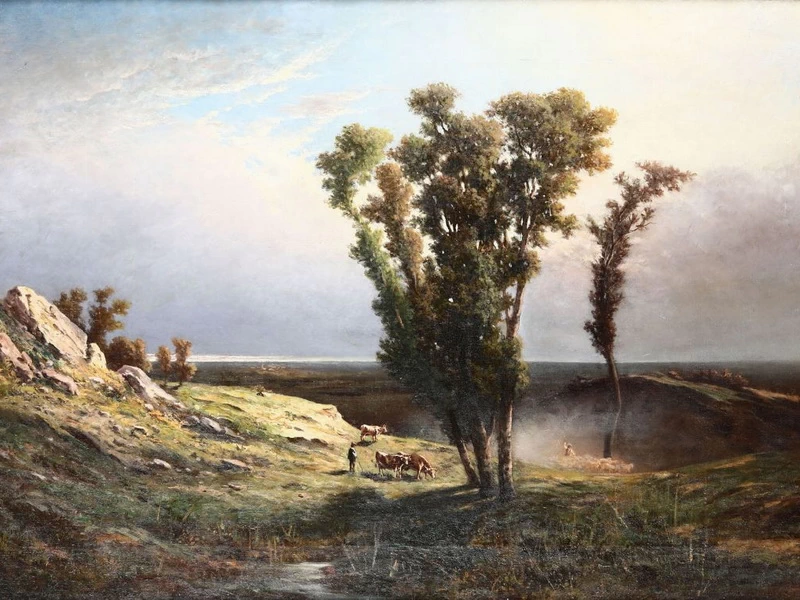 1818-Giuseppe Camino - Paesaggio con figure